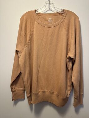 Aerie Relaxed Oversized Fit Casual Crewneck Sweater in Camel
